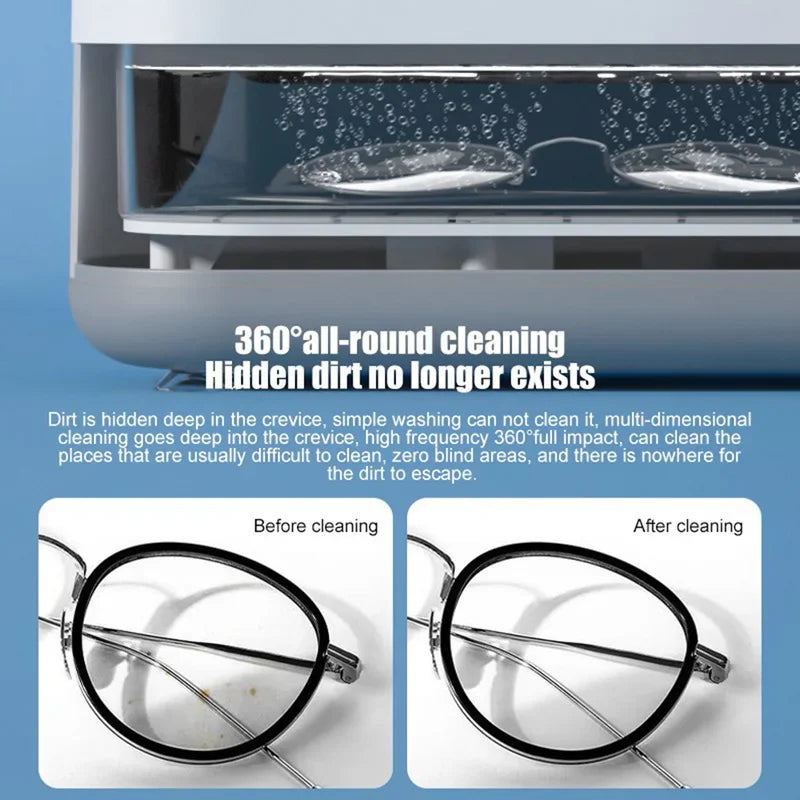 Portable Ultrasonic Cleaner – Sparkling Clean Jewelry, Eyeglasses & More in Minutes!