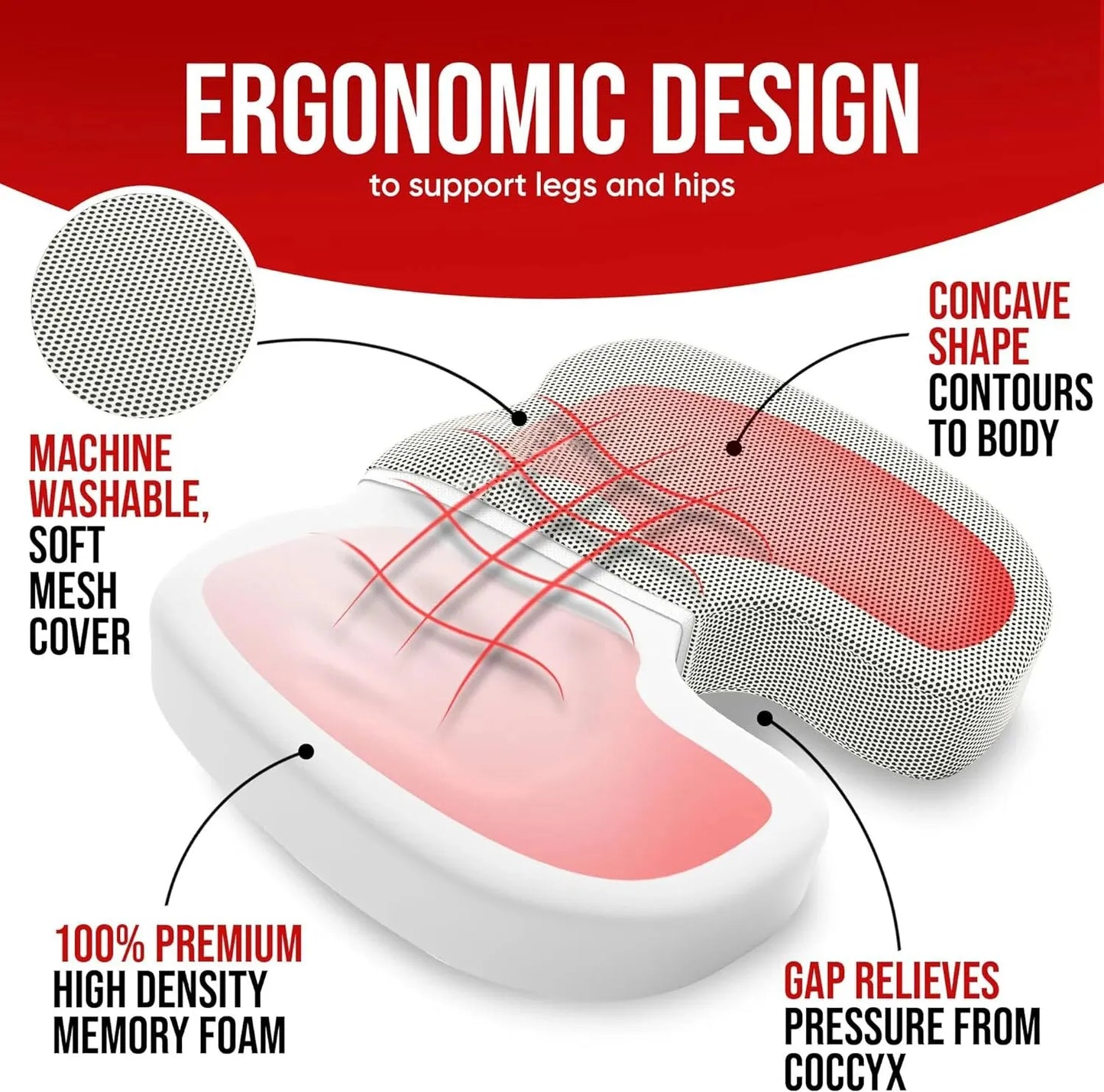 Ergonomic Memory Foam Office Cushion - Perfect for Long Sitting Sessions