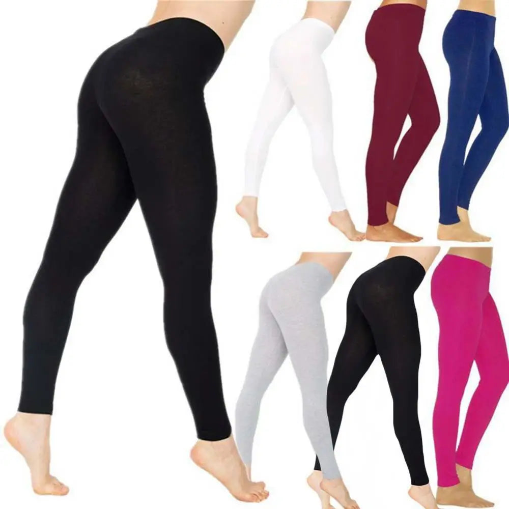 High-Waist Stretchy Slim Leggings – Essential Solid Color Casual Fit - Pals Moda