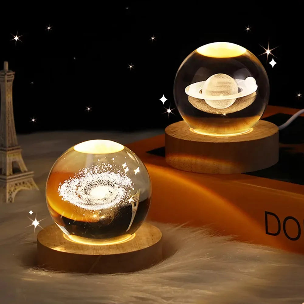 3D Crystal Galaxy Night Light – Planetary Crystal Ball Lamp for Home Décor & Gifts