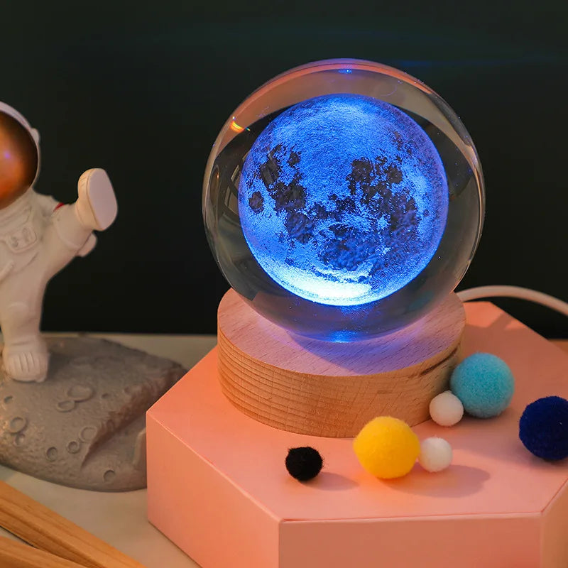 Galactic Glow: 3D Crystal Planetary Night Light – Captivating Decor with Astronomical Charm