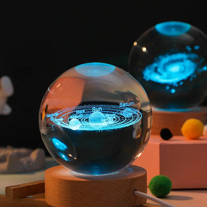 Galactic Glow: 3D Crystal Planetary Night Light – Captivating Decor with Astronomical Charm