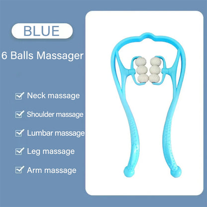 Handheld 6-Wheel Neck and Shoulder Massager for Deep Tissue Pain Relief & Muscle Relaxation – Portable Roller Massager for Neck Tension