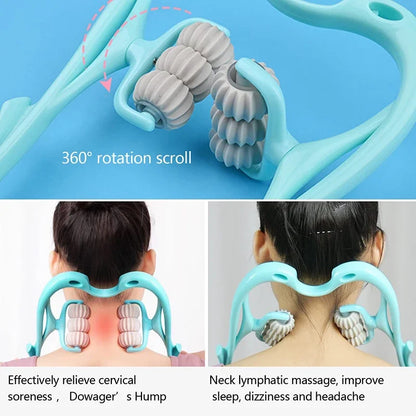 Portable 6-Wheel Neck & Shoulder Massager – Handheld Deep Tissue Roller for Instant Pain Relief & Muscle Relaxation