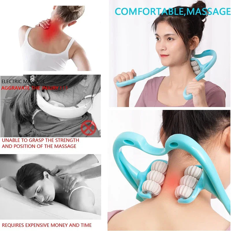 Portable 6-Wheel Neck & Shoulder Massager – Handheld Deep Tissue Roller for Instant Pain Relief & Muscle Relaxation