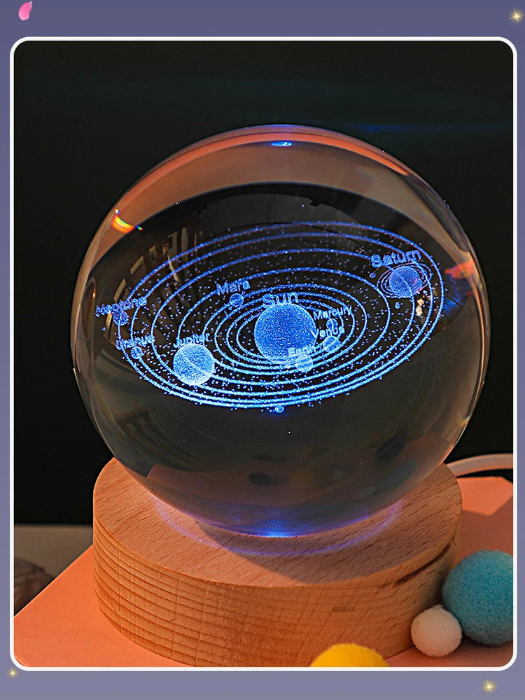 Galactic Glow: 3D Crystal Planetary Night Light – Captivating Decor with Astronomical Charm