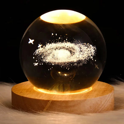 3D Crystal Galaxy Night Light – Planetary Crystal Ball Lamp for Home Décor & Gifts