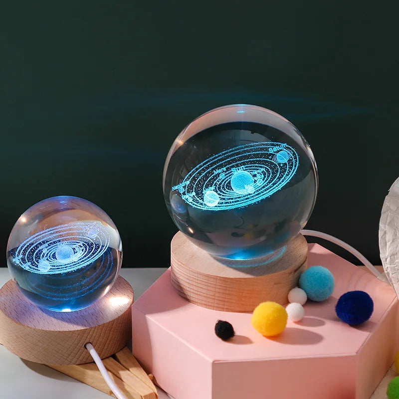 Galactic Glow: 3D Crystal Planetary Night Light – Captivating Decor with Astronomical Charm