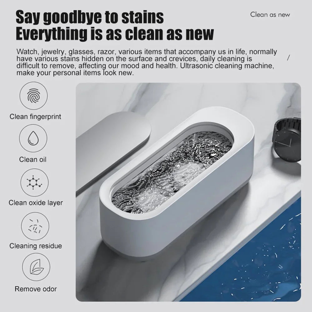 Portable Ultrasonic Cleaner – Sparkling Clean Jewelry, Eyeglasses & More in Minutes!