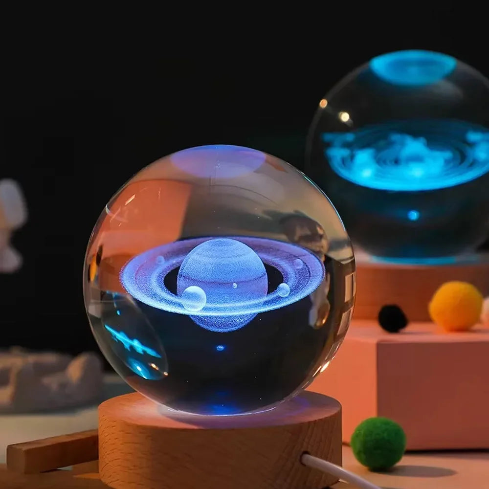 3D Crystal Galaxy Night Light – Planetary Crystal Ball Lamp for Home Décor & Gifts